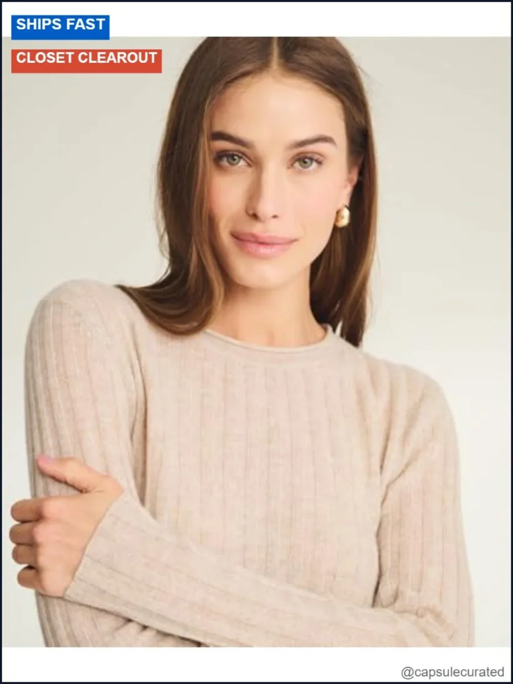 Lightweight Cashmere Ribbed Pullover Sweater